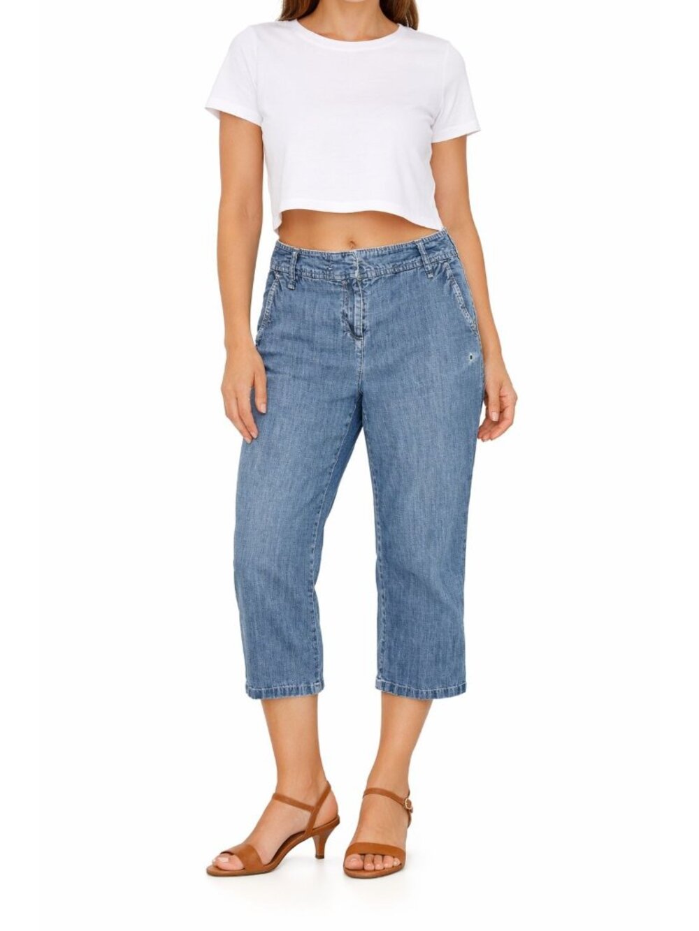 J.Jill Relaxed Fit Denim Capris Vintage Blue Wash Casual Cotton Jeans 8P